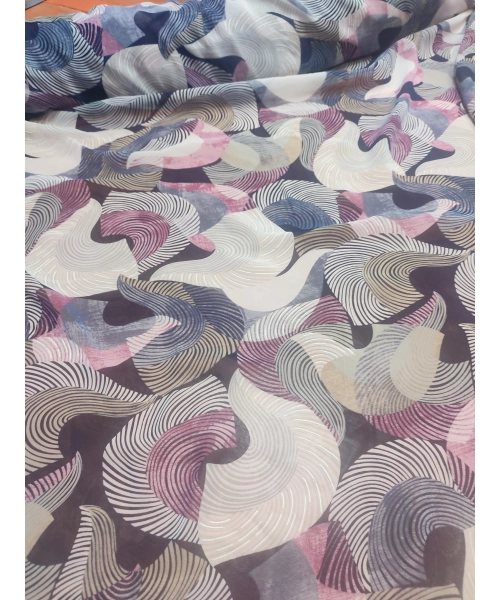 Delikatna tkanina szyfon - wzór w pastelowych kolorach